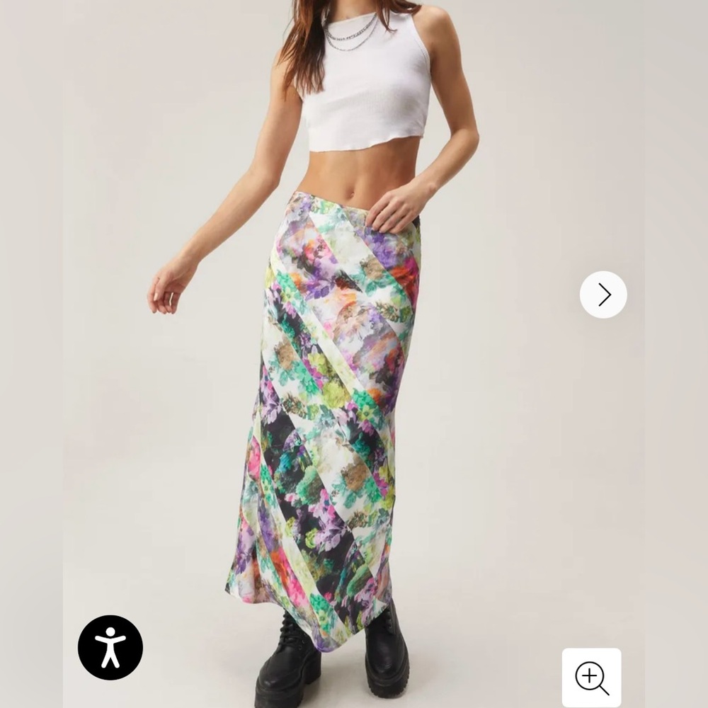 NastyGal Scarf Floral Bias Maxi Skirt